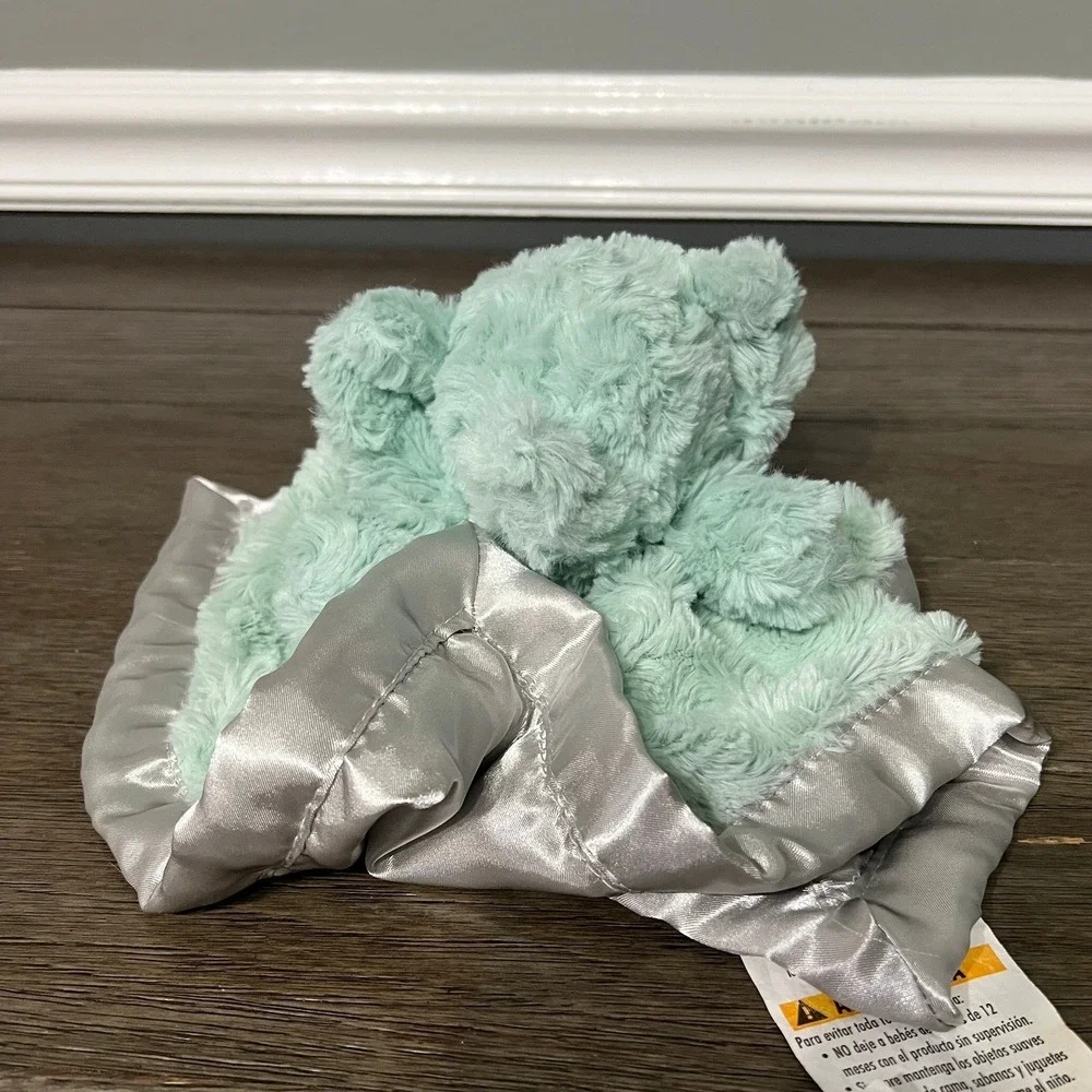 Target Cloud Island Mint Green Elephant Pink Satin Underlay Lovey Plush Toy - Picture 3 of 5